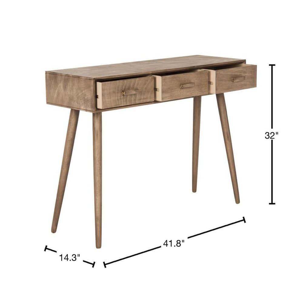 Desert Brown Mid-Century Wood Console Table with Storage