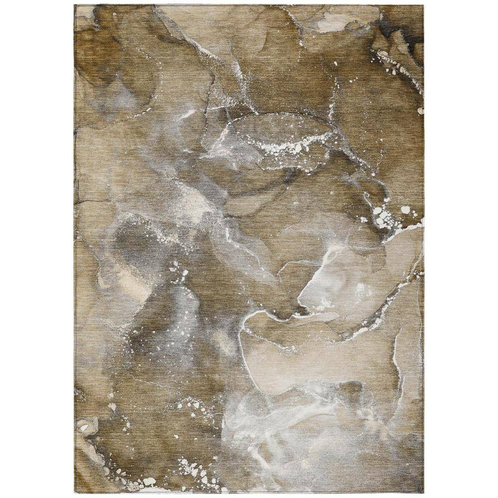 Brown and Gray 3 ft. x 5 ft. Woven Abstract Polyester Rectangle Indoor/Outdoor Area Rug price history on PriceWatchPro