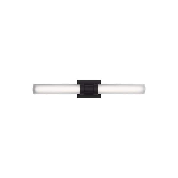 Generation Lighting Kiel 26.75 in. Medium 2-Light Midnight Black LED Vanity Light with Arctic Glass Shades