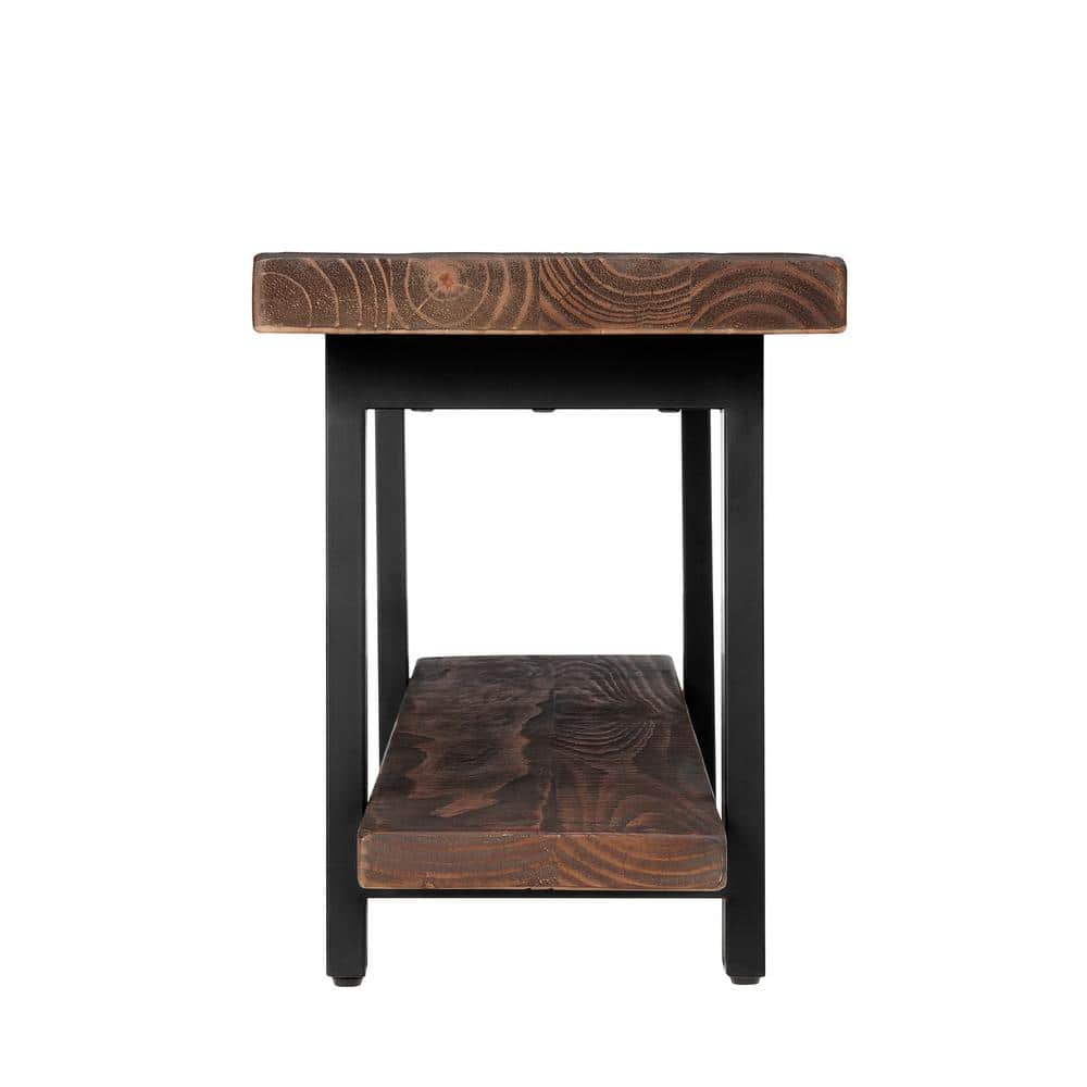 Pomona Rustic Industrial Solid Pine and Metal Bench with Storage