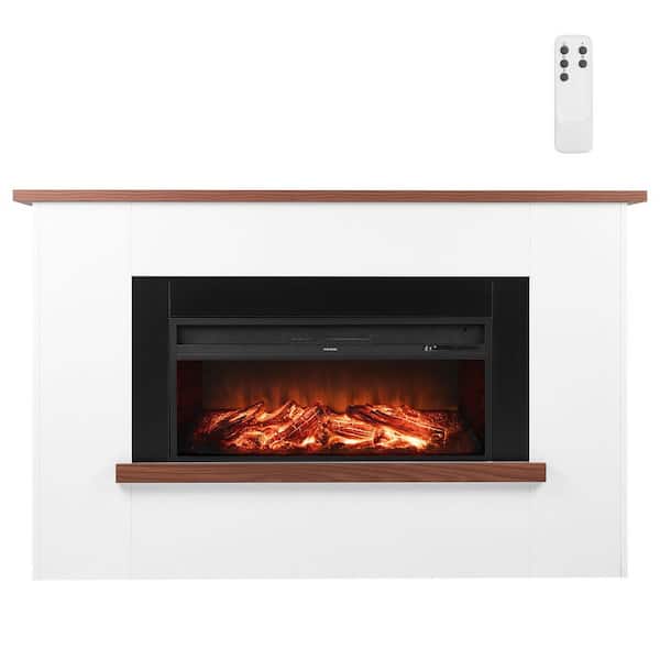 15.75 in. Freestanding Fireplaces, 1500W 5120BTU Fake Electric Fireplace Stove Heater Overheating Protection White