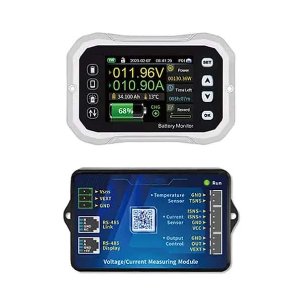 400 Amp 120-Volt DC Battery Monitor Tester with 2.4 in. Color Display, Bluetooth App, Capacity Meter and Alarm in White