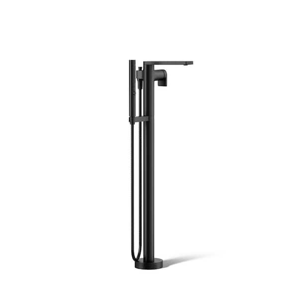 KOHLER Composed Single-Handle Floor-Mount Roman Tub Faucet with Handshower in Matte Black