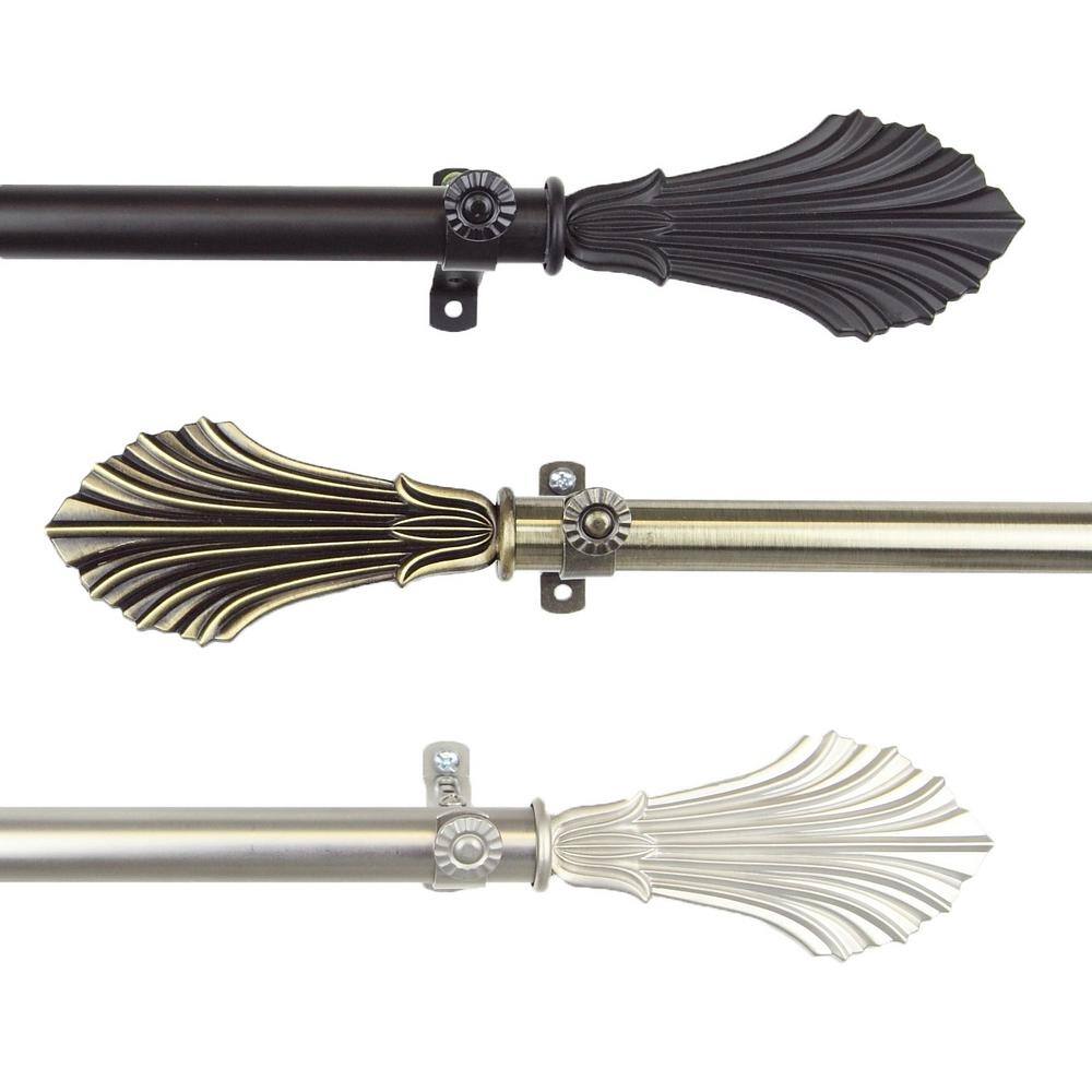 "3/4"" Dia Adjustable 48"" to 84"" Singel Curtain Rod in Satin Nickel with Flair Finials" price history on PriceWatchPro