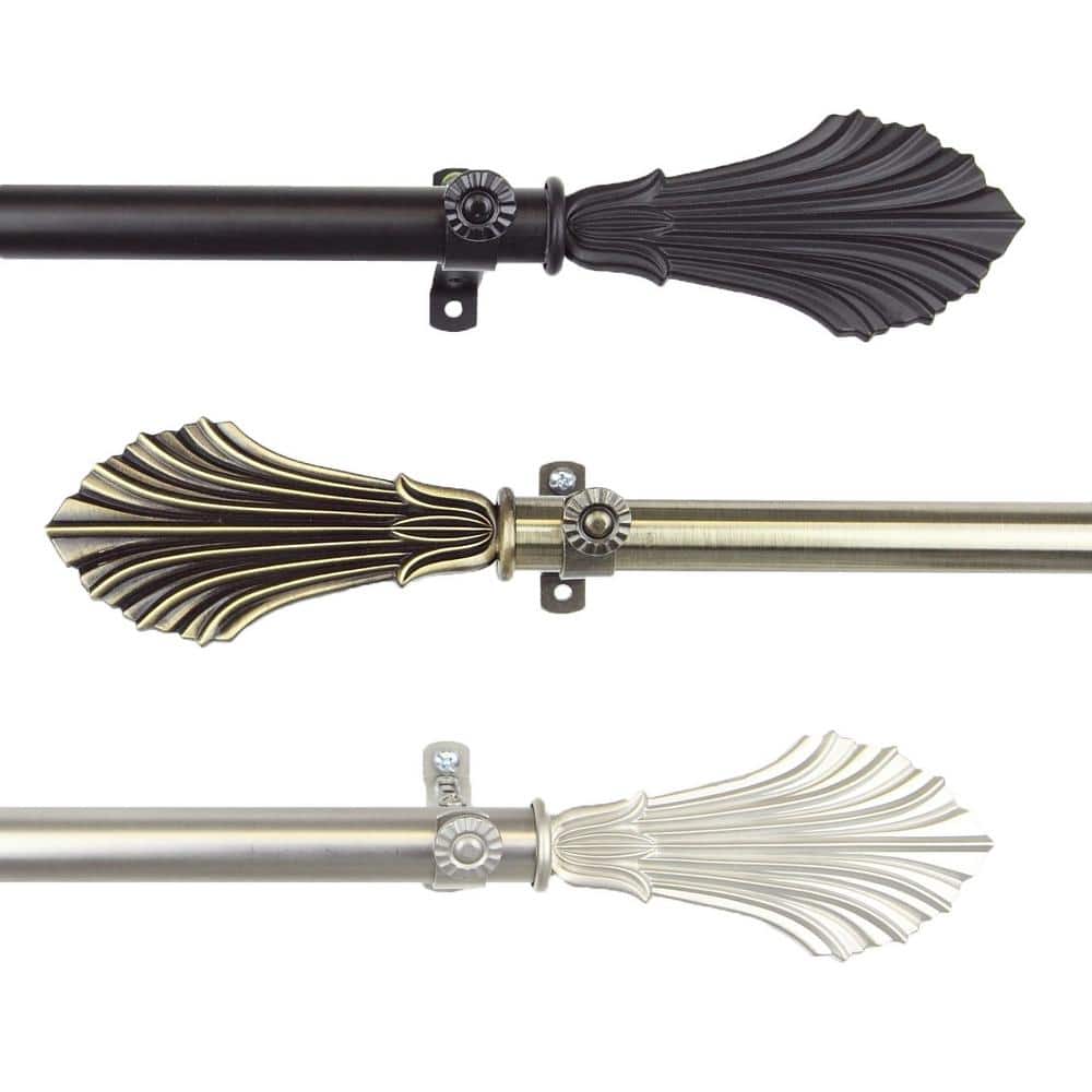 "3/4"" Dia Adjustable 120"" to 170"" Singel Curtain Rod in Black with Flair Finials" price history on PriceWatchPro