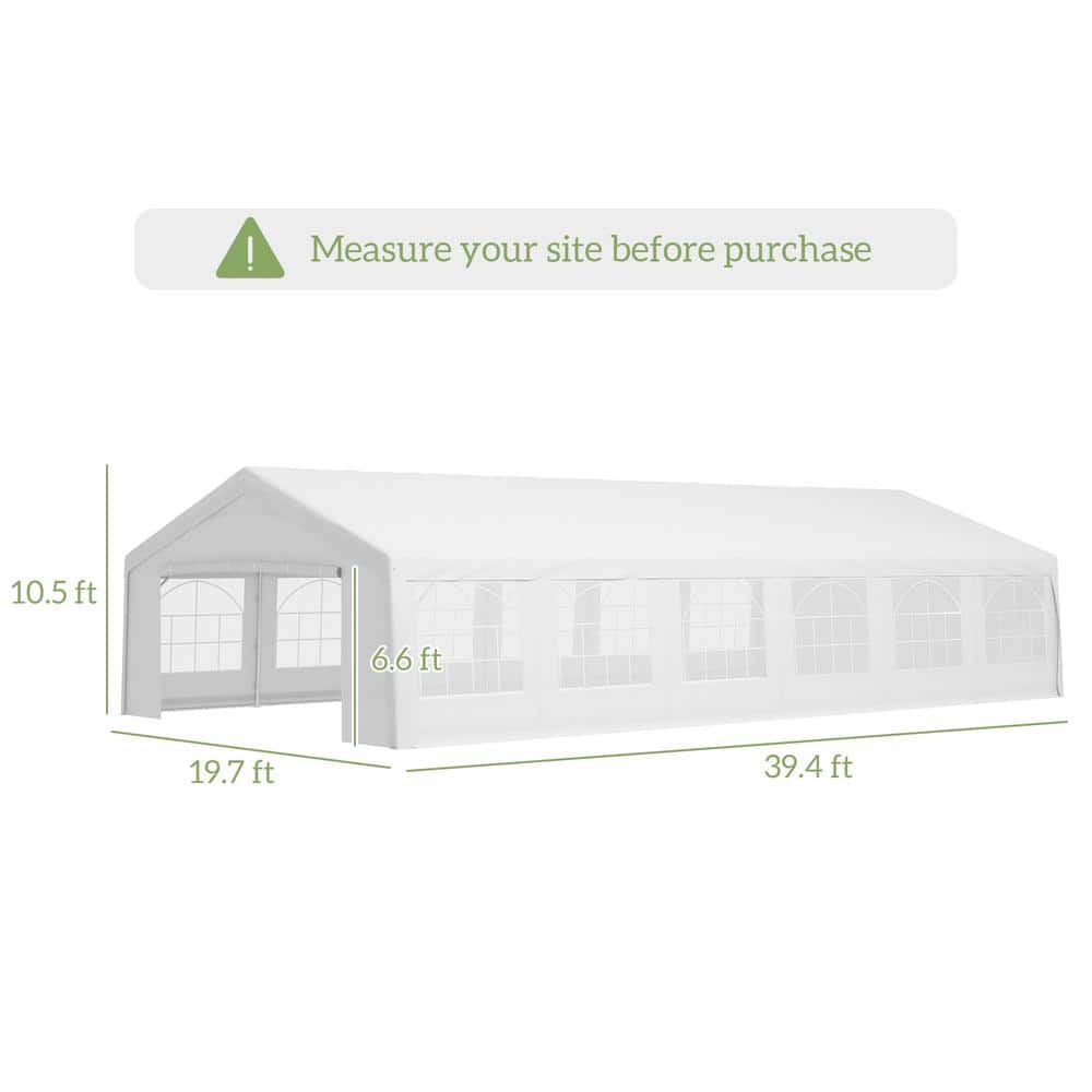 Outsunny 40' x 20' White Steel Frame Party Tent