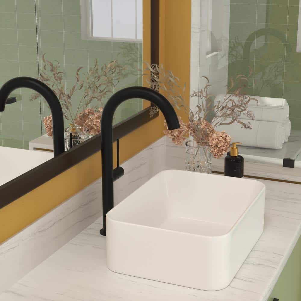 16"x12" White Ceramic Rectangular Bathroom Sink