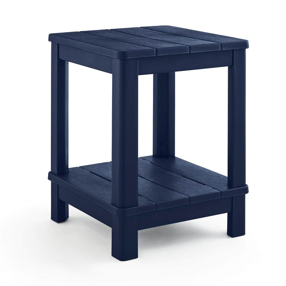 Deluxe 20 in. Resin Midnight Square Patio Side Table With Storage