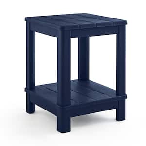 Deluxe 20 in. Resin Midnight Square Patio Side Table With Storage