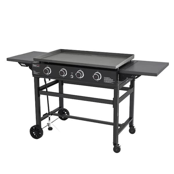 36 in. 4-Burner Propane Gas Griddle Flat Top Grill with Cover in Steel