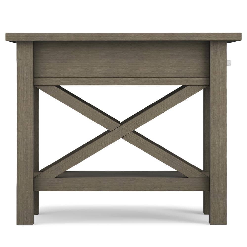 Farmhouse Gray Solid Wood Narrow End Table with Storage