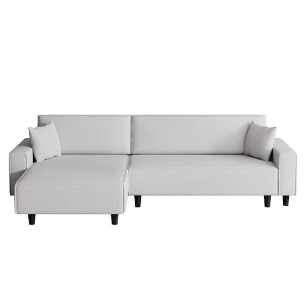 93 in. Gray Corduroy Polyester Twin Size Retractable Sofa Bed