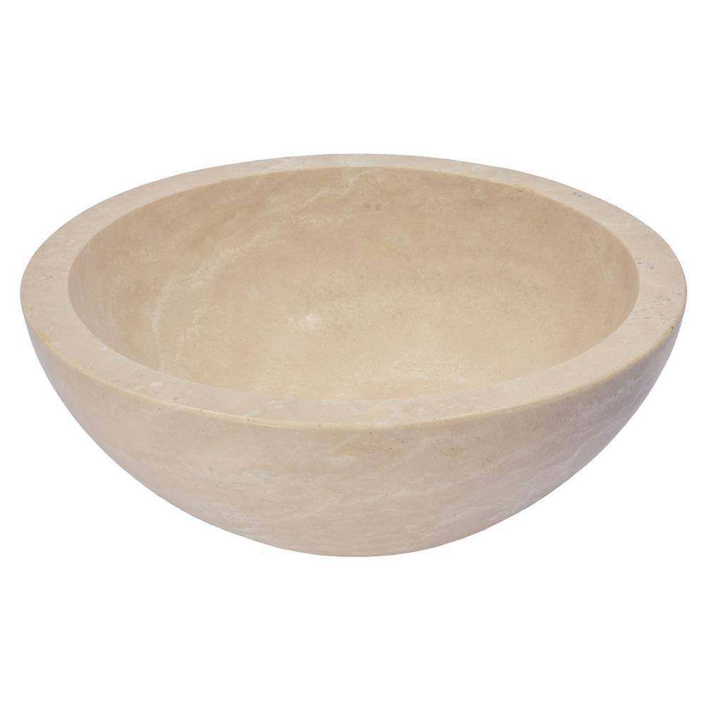 Eden Bath 14'' Beige Travertine Stone Vessel Sink