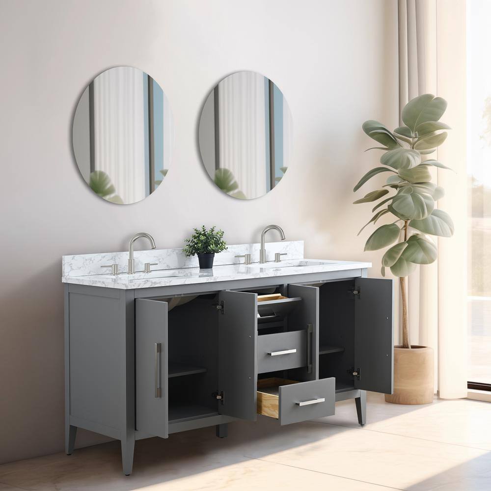 Cashmere Gray 60" Double Sink Bathroom Vanity with Marble Top