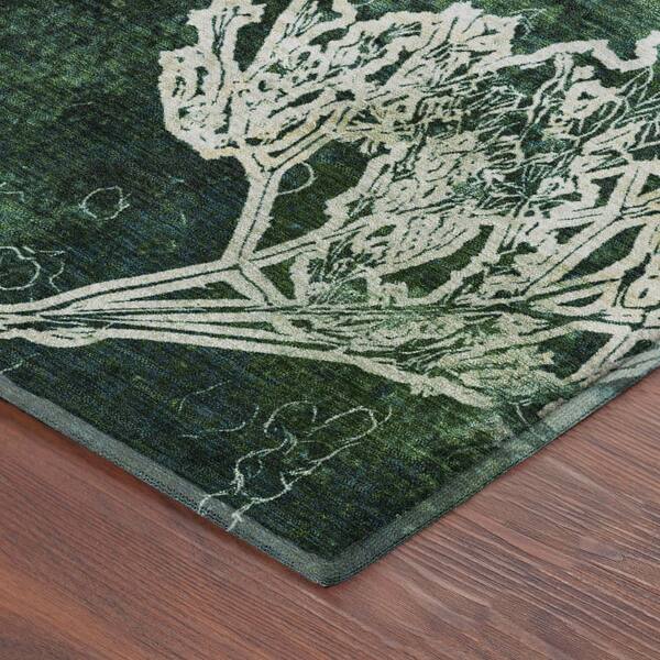 Mayfield Premium Machine Washable Abstract AMF2239 Teal 2 ft. x 7 ft. Runner Rug