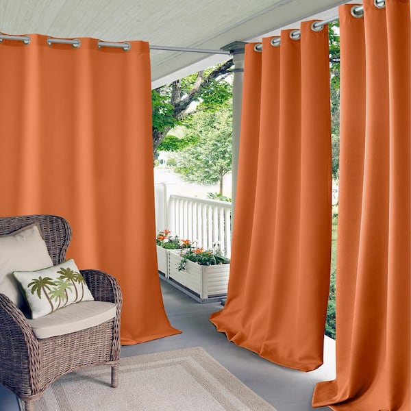 Connor Orange Polyester Solid 52 in. x 84 in. Grommet Top Indoor/Outdoor Room Darkening Curtain (Single Panel)