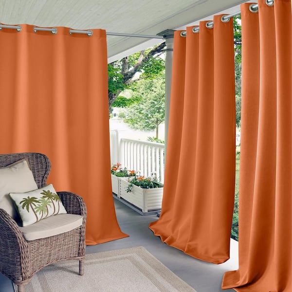 Elrene Orange Solid Grommet Room Darkening Curtain - 52 in. W x 95 in. L