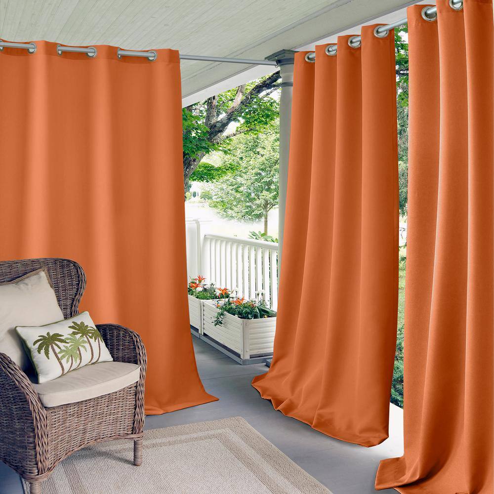 Connor Orange Polyester Room-Darkening Grommet Window Panel 52" x 108"