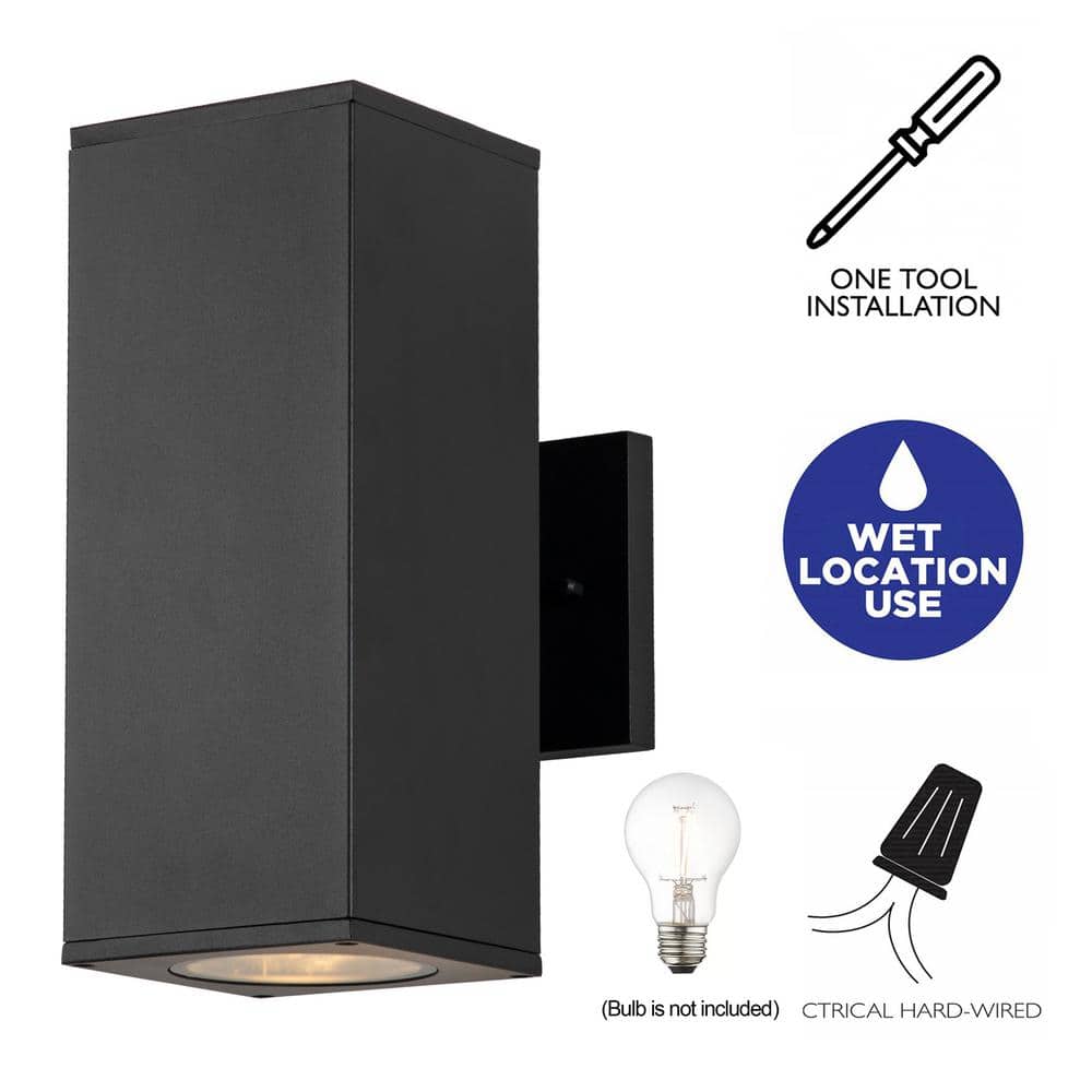 Matte Black Aluminum Rectangular Outdoor Wall Lantern 4.75-inch