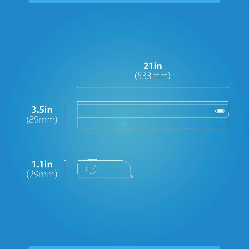 21-inch Matte White Metal LED Under Cabinet Light Bar
