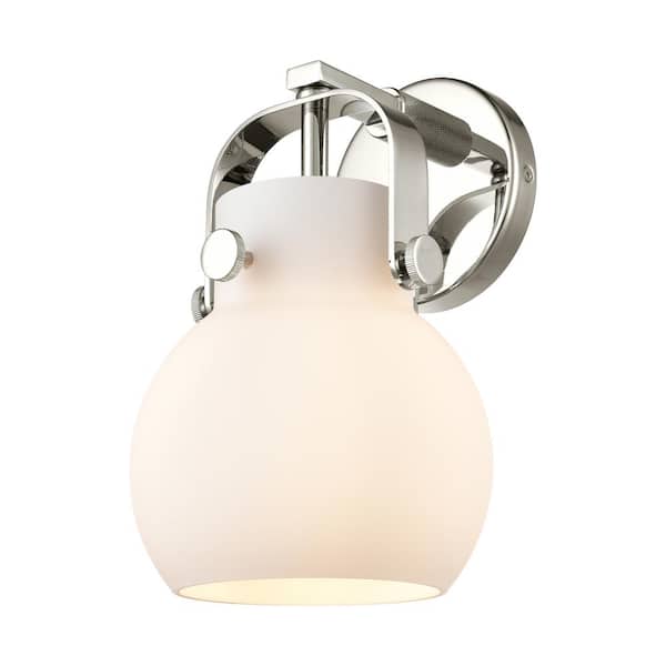 Innovations Pilaster II Sphere 6.5 in. 1-Light Polished Nickel Wall Sconce with Glass Shade
