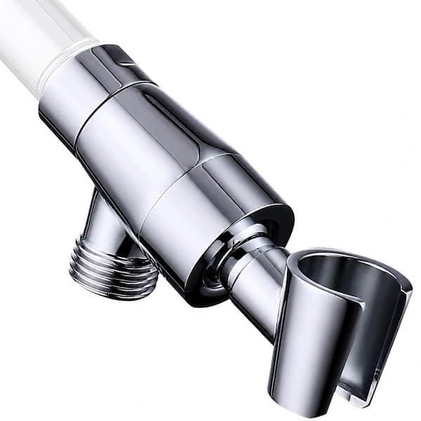 Metal Adjustable Shower Head Holder with Universal 1/2 in IPS Mount and Chrome Finish, 4 x 2 x 2 in Hand