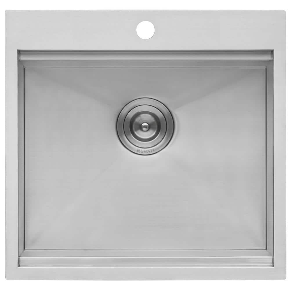 21" x 20" Stainless Steel Topmount Workstation Sink with Sapele Wood Cutting Board