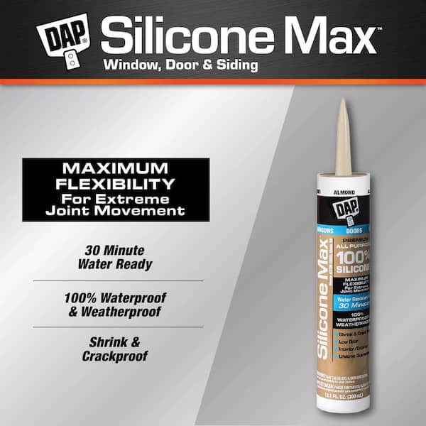 Silicone Max 10.1 oz. Almond Premium Exterior/Interior Window, Door, and Siding Silicone Sealant (12-Pack)