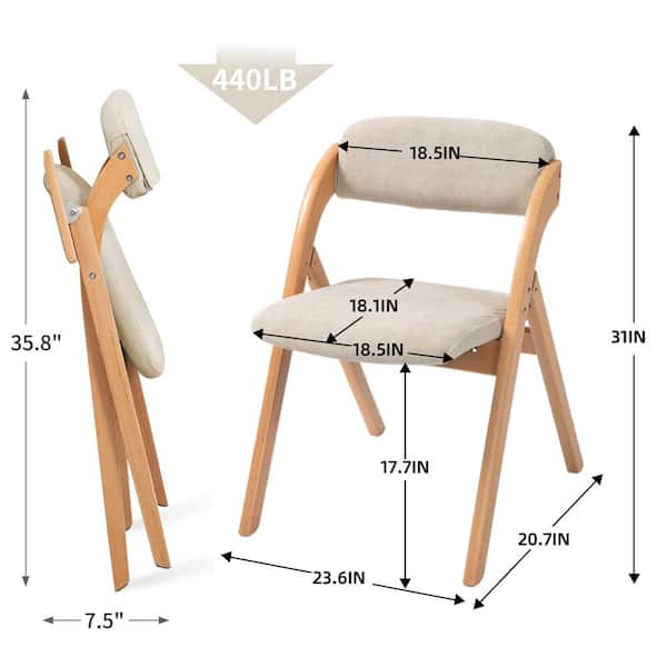 HOMEFUN Folding Wooden Stackable Dining Chairs with Camel