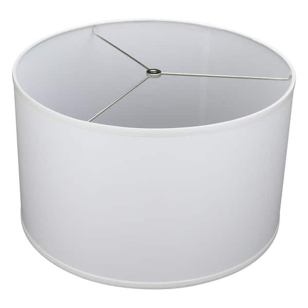 H Linen White Drum Lamp Shade, Straight Drum Lamp Shade White