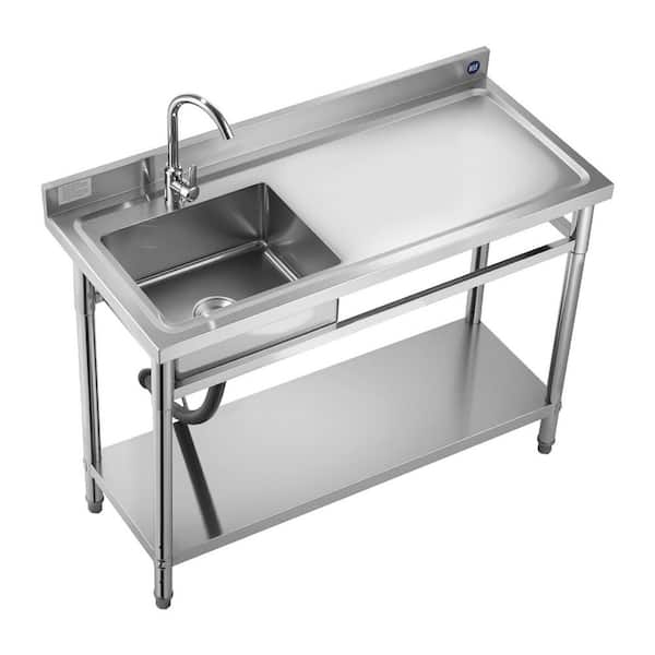 Stainless Steel Utility Sink 47 in. x 19.7 in. x 37.4 in. Commercial Single Bowl Sinks