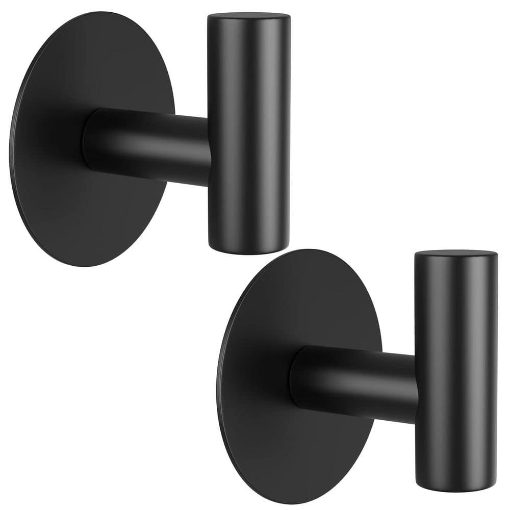 Self-Adhesive Wall Hooks Stainless Steel Coat Towel Hooks in Black Finish for Bathrooms Kitchens 2 Pack price history on PriceWatchPro