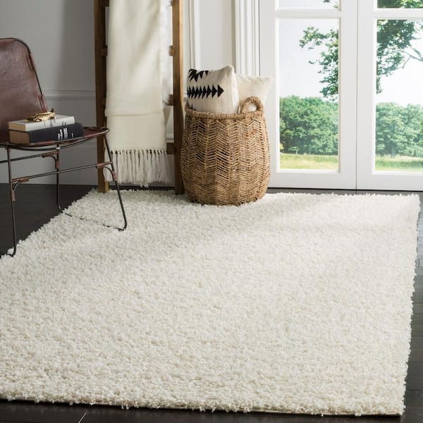 Athens Shag White Doormat 3 ft. x 5 ft. Solid Area Rug