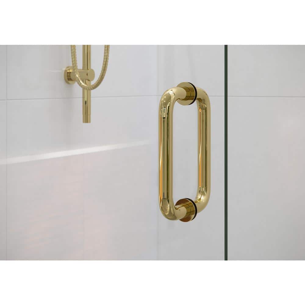 Polished Brass Frameless Glass Shower Door with Hinges, 78" x 53.75"