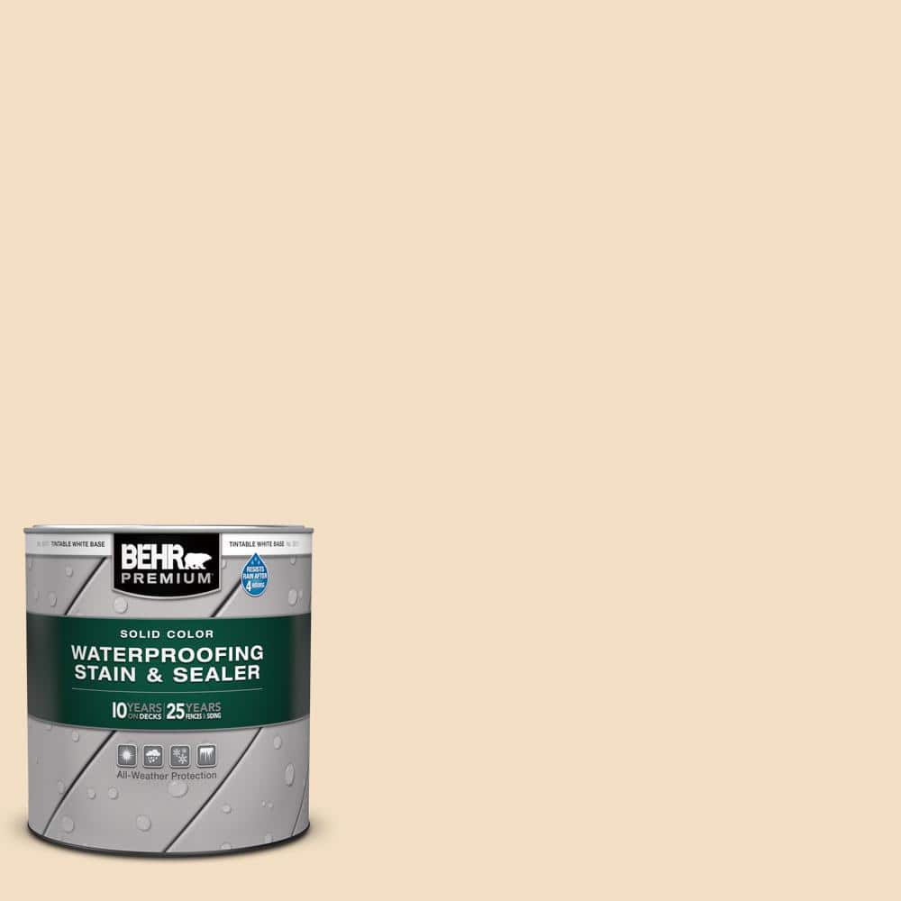 BEHR PREMIUM 1 qt. #22 Navajo White Solid Color Waterproofing Exterior Wood Stain and Sealer -  ZZ274252