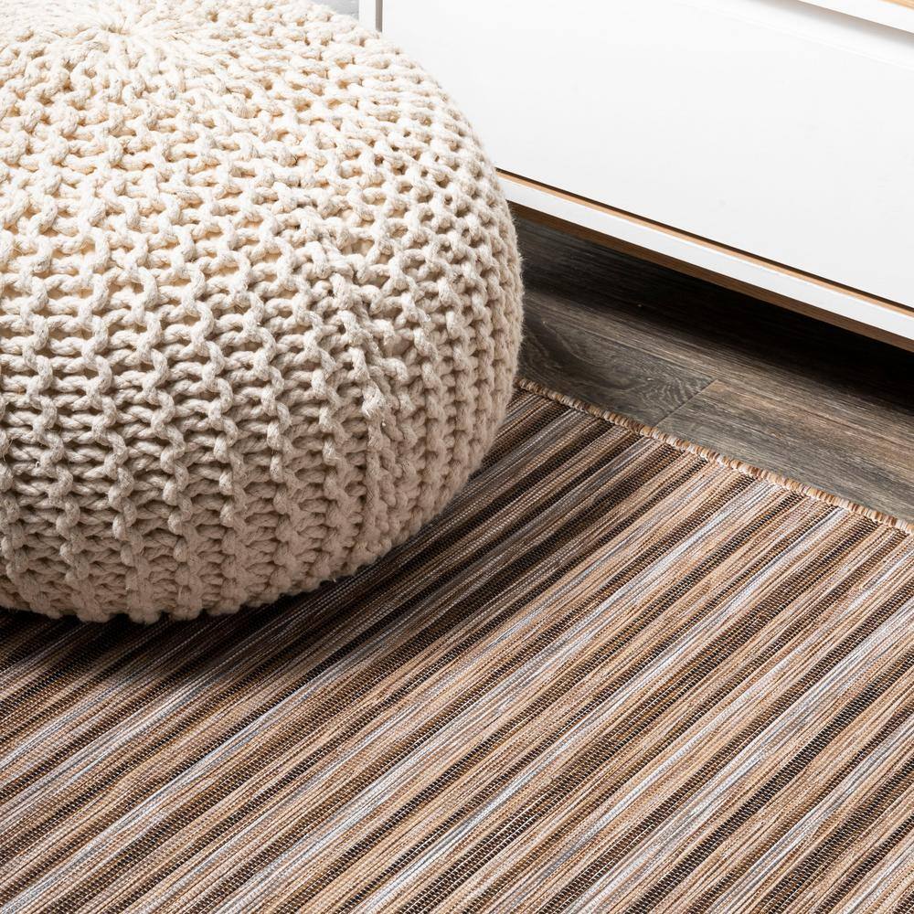 Heathered Stripes Brown/Natural 8' x 10' Synthetic Easy-Care Area Rug
