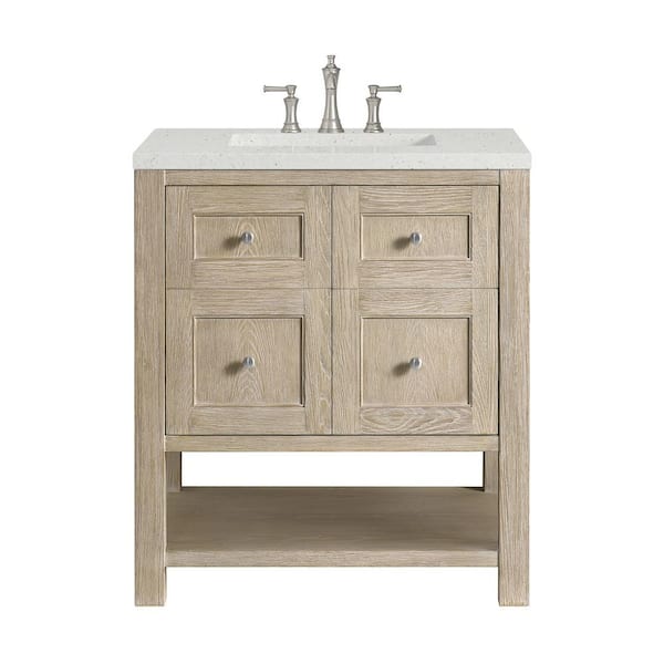 James Martin Vanities Breckenridge 30.0 in. W x 23.5 in. D x 34.18 in. H Single Bathroom Vanity Whitewashed Oak and Lime Delight Quartz Top