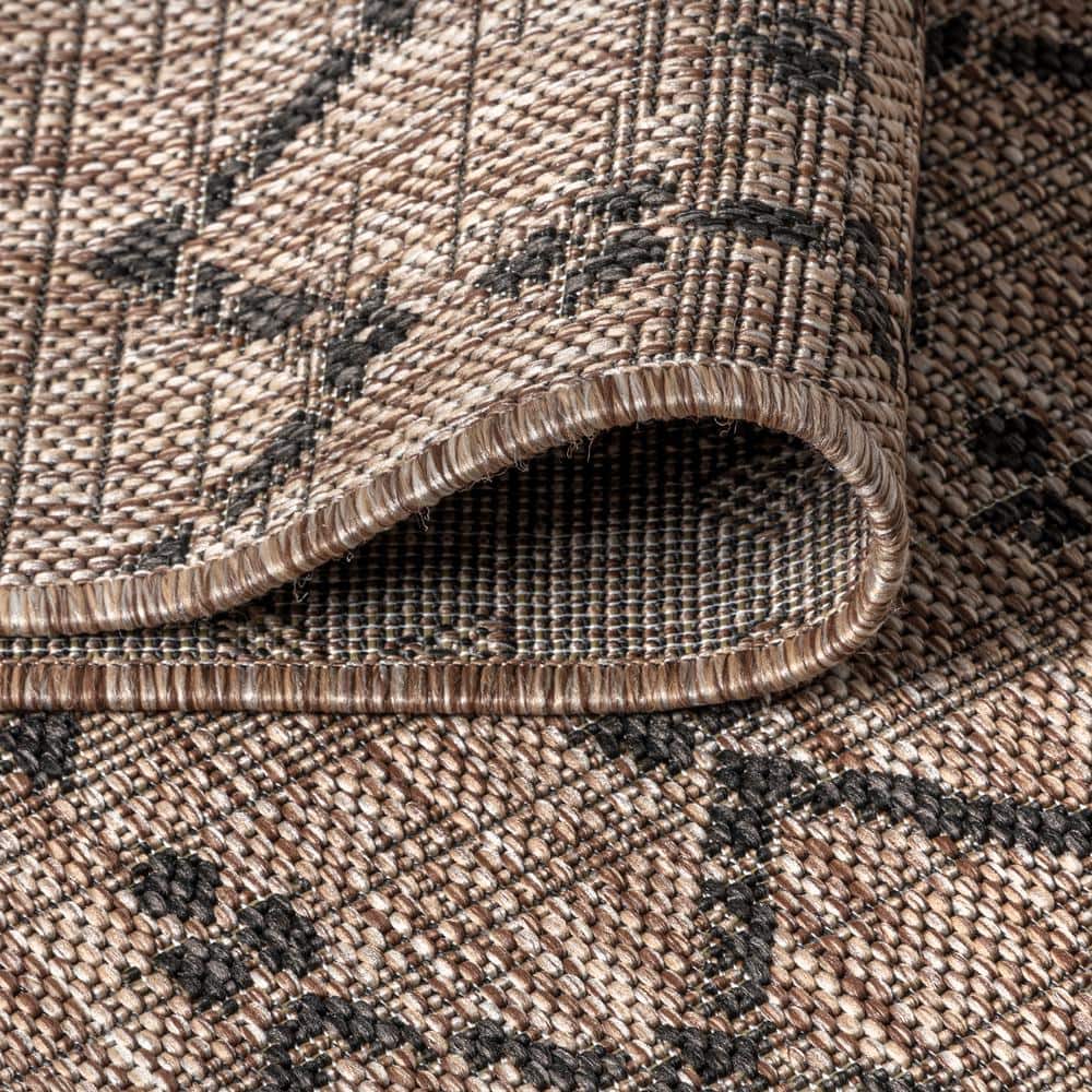 Natural Black Geometric Flatweave Indoor Outdoor Rug 4' x 6'