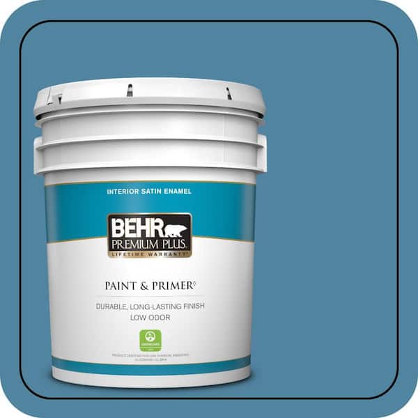 BEHR PREMIUM PLUS 5 gal. #S490-5 Jay Bird Satin Enamel Low Odor Interior Paint & Primer