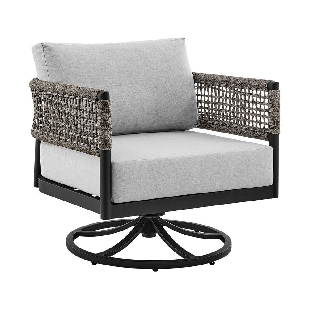 Felicia Gray Aluminum Outdoor Swivel Rocking Chair with Cushions