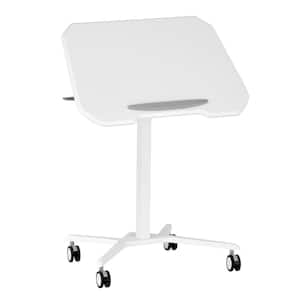 27.5 in. White Mobile Laptop Computer Desk with Height Adjustable and Tiltable Tabletop