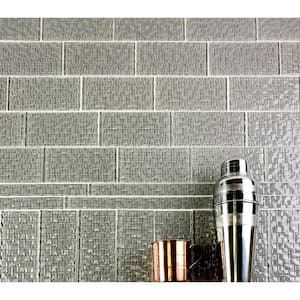 Coastal Style Glossy Pebble Gray 3 in. x 6 in. Textured Glass Tile Sample