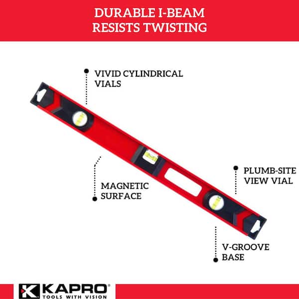 24 in. Magnetic Aluminum I-Beam with Plumb Site