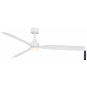 Marlston 60 in. Indoor/Outdoor Matte White with White Blades Ceiling Fan with Adjustable White LED with Remote Included