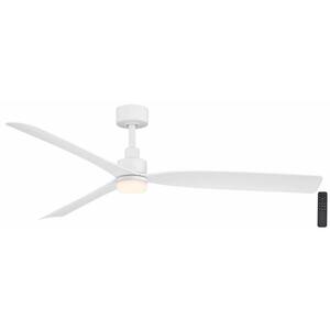 Marlston 60 in. Integrated CCT LED Indoor/Outdoor Ceiling Fan Matte White with Matte White Blades and Remote Control