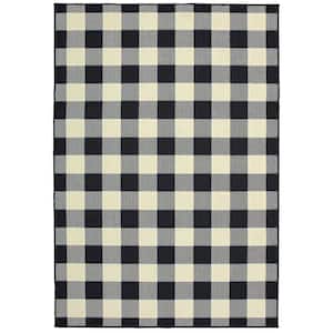 Sienna Black/Ivory 4 ft. x 6 ft. Buffalo Check Indoor/Outdoor Patio Area Rug