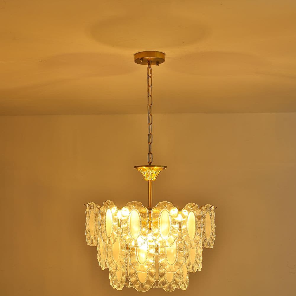 Willowmere 5-Light Tradition Brass Rustic Flower Textured Frosted Glass Shades Chandelier for Living Room & Entryway price history on PriceWatchPro