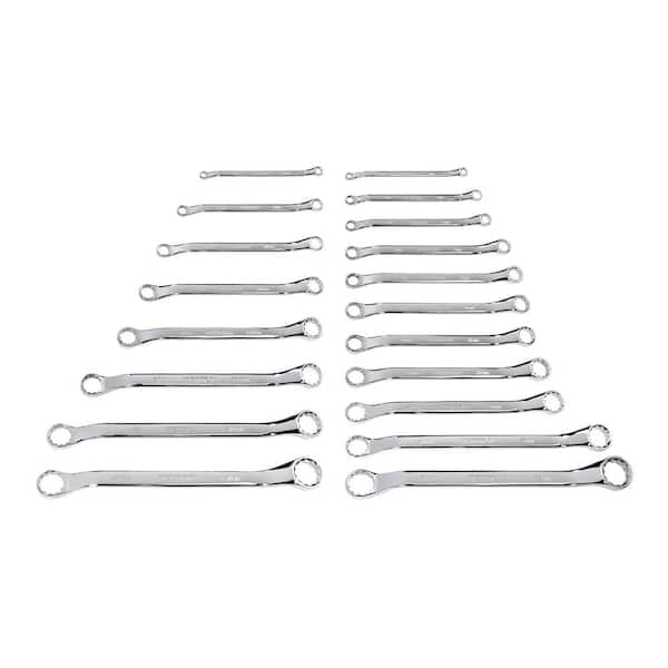 TEKTON 1/4 - 1-1/4 in., 6 - 32 mm 45-Degree Offset Box End Wrench Set (19-Piece)