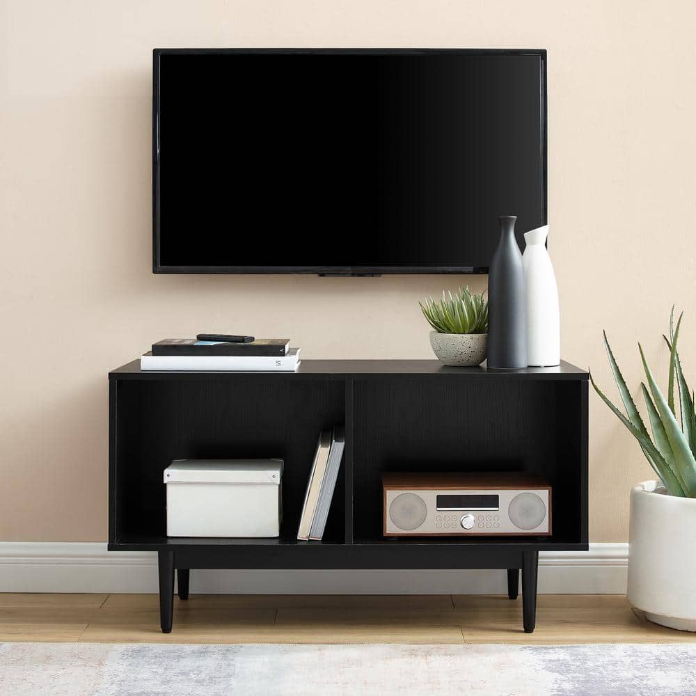 Liam Mid-Century Modern Black Vinyl Record Storage Console