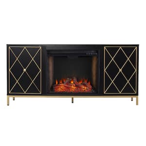 Marradi Smart Electric Fireplace with Media Storage in Black